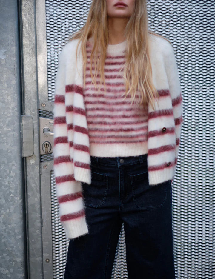 Verona brushed Jacket cream/burgundy