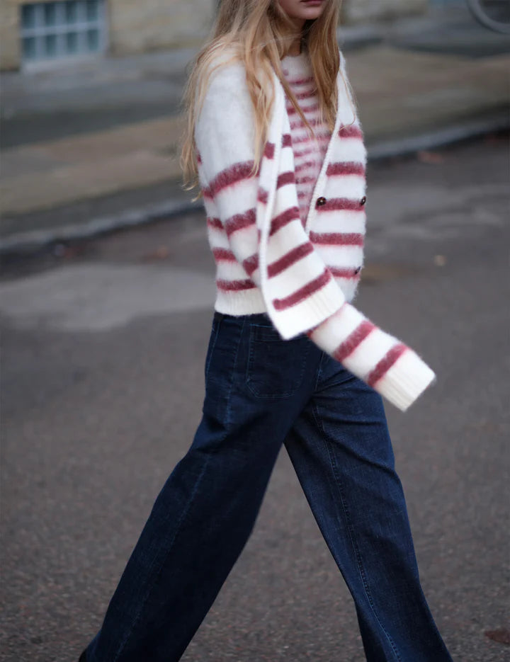 Verona brushed Jacket cream/burgundy