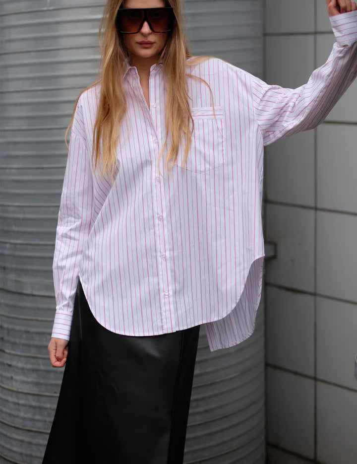 Ray overesized Shirt white/red