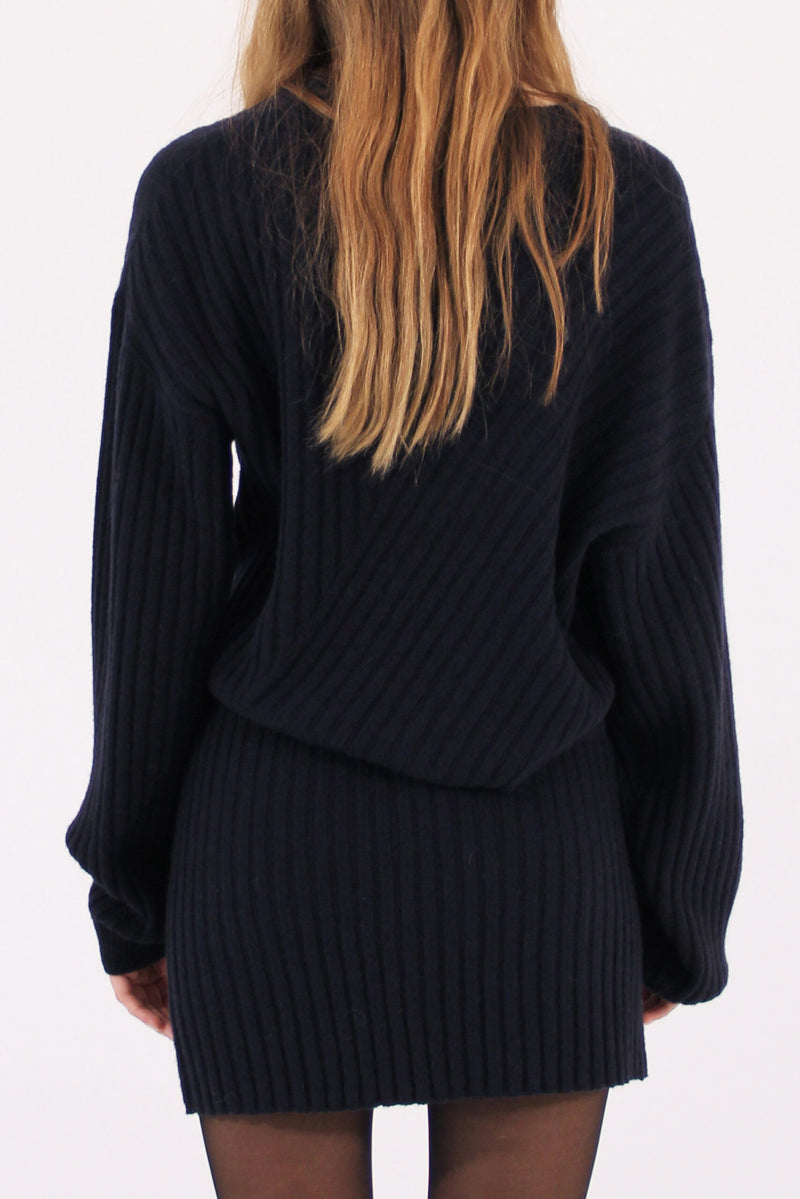 Carmen asymmetric Sweater midnight blue