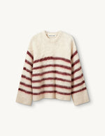 Verona brushed stripe Sweater cream/burgundy