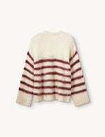 Verona brushed stripe Sweater cream/burgundy