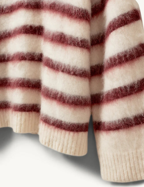 Verona brushed stripe Sweater cream/burgundy