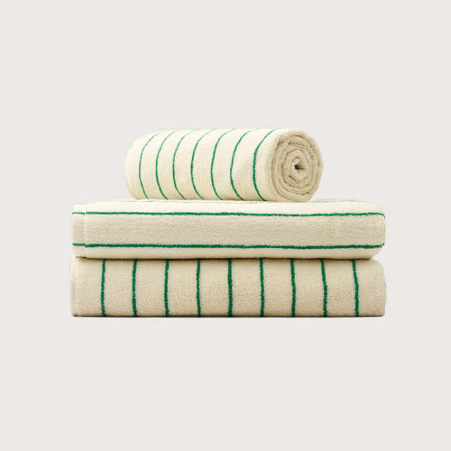 Naram Bath Towels pure white & grass