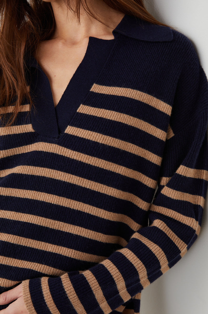 Harris Pullover camel navy stripe