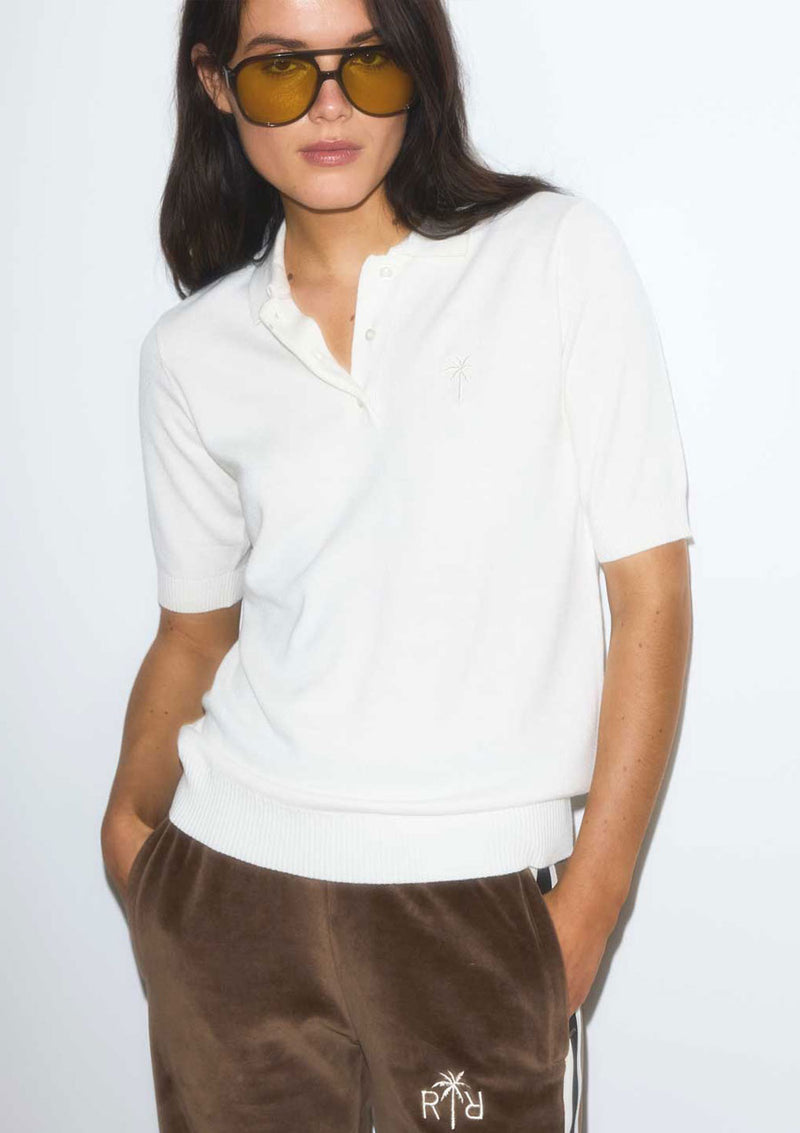 Cass Strickpoloshirt milk