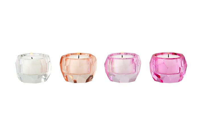 Palisades Kristallglas Teelichthalter transparent/apricot/rosa/pink