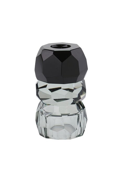 Palisades Kristallglas Kerzen-/Teelichthalter grau/schwarz