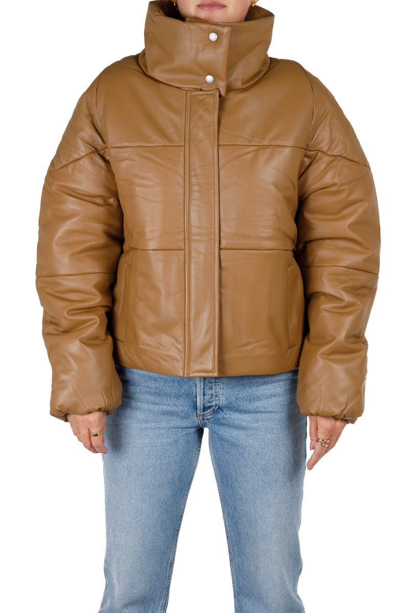 Talia Leather Puffer camel